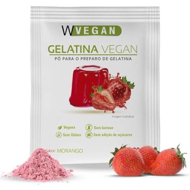 Imagem de WVEGAN Gelatina Vegan Sabor Morango 20g - A Primeira Gelatina Vegana do Brasil - Sem Glúten, Sem Lactose, Sem Adição de Açúcares