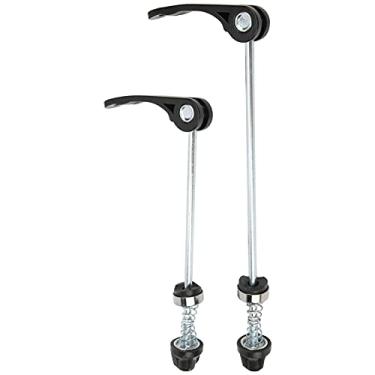 Imagem de VGEBY Espeto de liberação rápida, 1 par de cubos de roda de bicicleta espetos dianteiros e traseiros para mountain bike espeto de liberação rápida (preto) bicicleta e suprimentos de reposição