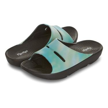 Imagem de Floopi Sandália feminina leve para mulheres, sandália esportiva feminina com suporte de arco, chinelos de praia à prova d'água para mulheres, Tie Dye verde, 35