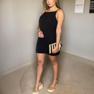 Imagem de Vestido Curto Costa Aberta Soltinho Delicado Elegante - BlISS, Preto, 