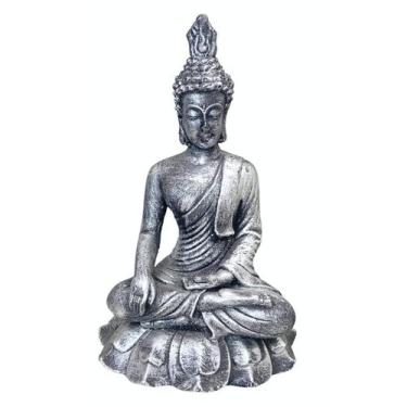 Imagem de Escultura Estatua Decorativa em Resina Buda Hindu Prateado - LZ Decora