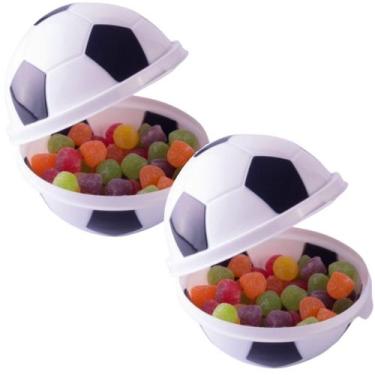 Imagem de Pote Bola de Futebol Kit 2 Unidades Lanche Infantil - Plasutil, Bola d