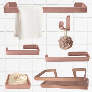 Imagem de Kit Acessórios Lavabo/ Banheiro 6 Peças C/ Ps Perna- Várias Cores - Un