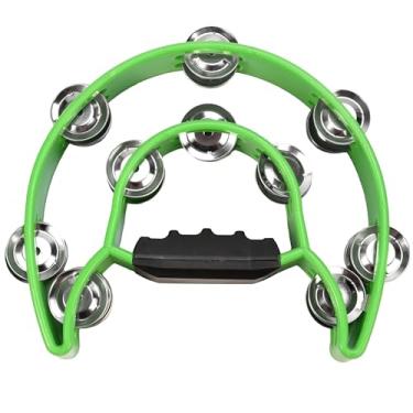 Imagem de Soulmate Tamborim Metal Jingles Mão Percussão Meia Lua Dupla Fila Pandeiro para Crianças Adulto Instrumento Musical Presente para KTV, Festa, Verde
