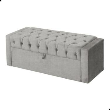 Imagem de Calçadeira de Sapatos Baú Estofada 90cm Solteiro Linho Emma - Fina Mob