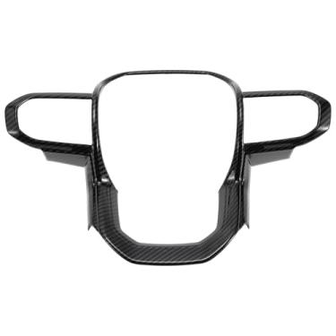 Imagem de REPAIROCK Acabamento de capa de volante para Chevrolet Colorado para GMC Canyon 2023-2024 Adesivo decorativo de painel de volante ABS padrão de fibra de carbono preto