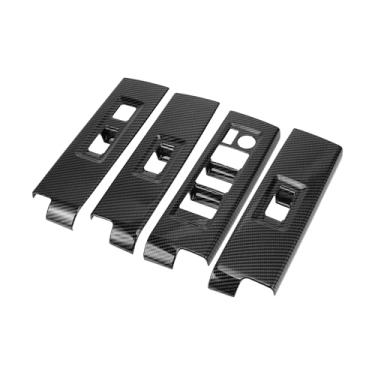 Imagem de REPAIROCK 1 conjunto de capa de painel de interruptor de janela frontal traseira para Toyota Tundra 2022-2024 Master Power Window Switch Cover Trim Padrão de fibra de carbono ABS preto