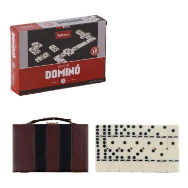 Imagem de Dominó De Osso Com Maleta Couro Sintético 05 Milímetros