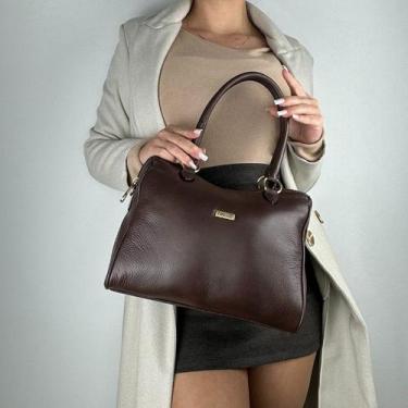 Imagem de Bolsa recuo em couro legítimo b.1077, Café