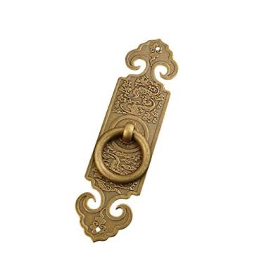 Imagem de BAZAC Puxador de porta antigo de cobre puro retro para decoração de móveis de armário de livraria - bronze, 10 cm