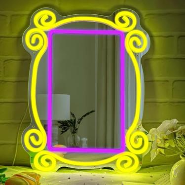Imagem de CinsYarn Placa De Neon Para Programa Tv Friends, Espelho Com Led Decoração Parede, Produtos Reguláveis, Iluminação Porta Quarto E Festa Aniversário