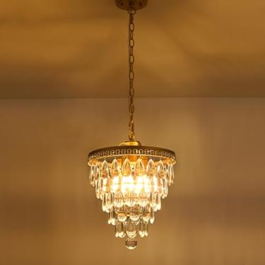 Imagem de HOSENJOIN Lustres De Cristal Para Sala Jantar, Lustre Vintage Dourado Com 4 Luzes Pendentes, Ilha Cozinha, Quarto Moderno, Entrada