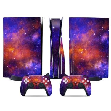 Imagem de Capa de console compatível com disco PS5, conjunto completo de capa de decalque de vinil para controle de jogo (roxa)