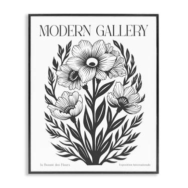 Imagem de Stupell Industries Flores com samambaias curvadas preto emoldurado giclée design de arte por Lettered and Lined, 16 x 20