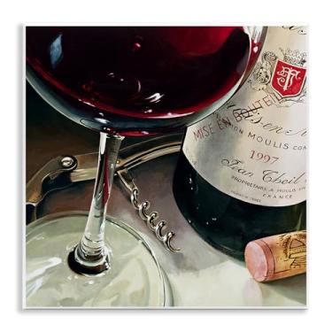 Imagem de Stupell Industries Design artístico de placa de parede de vinho tinto e saca-rolhas por Stefano Ferreri, 12 x 12