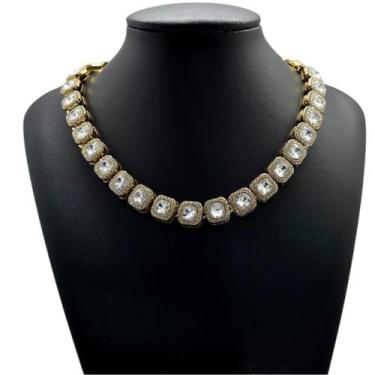 Imagem de Corrente 12mm Brilhantes Fecho Premium Banhado a Ouro 18k - ToJoia18k