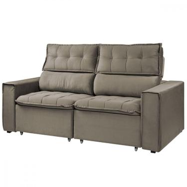 Imagem de Sofá Retratil Reclinavel Estofado Cancún 200cm Veludo Castor Castor