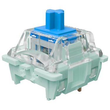 Imagem de Gateron Jade Series 3.0 Interruptores de teclado azuis, 3 pinos 60gf com mola dupla pré-lubrificada para teclado mecânico MX (azul, 45 peças)