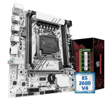 Imagem de QUASAR Kit Upgrade, Placa-Mãe Branca X99-W + Processador Xeon E5-2680V4 14 Núcleos + 16GB DDR4 2133MHz ECC REG, Socket LGA2011-3, Suporte NVMe M.2