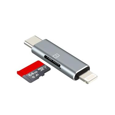 Imagem de Leitor de cartão USB C Lightning para TF (2 em 1) para iPhone 16 15 14 Pro Max Adaptador para iPad MacBook Câmera Digital Micro SD Transferência de Foto para Apple Compatível com Acessórios de