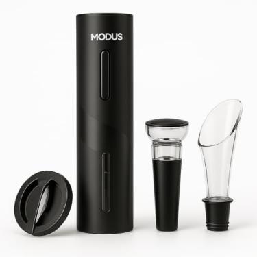 Imagem de Kit Abridor de Vinho Elétrico 4-em-1 – Saca-Rolhas Automático Recarregável USB, Cortador de Lacre, Aerador/Pingador e Tampa à Vácuo | Abre até 80 Garrafas por Carga