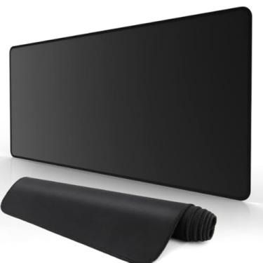 Imagem de Mouse Pad Preto Extra Grande de Tecido com Base Antiderrapante Otimizado para Jogos e com Superfície de Contato Especial Ideal Para Setup Gamer Moderno - Grande 80X30