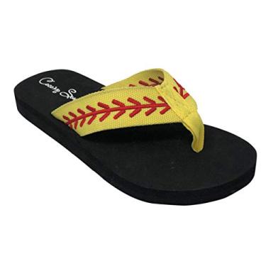 Imagem de Sandália feminina Cocomo Soul de softball com tecido bordado, chinelos de lona, chinelos de softbol, chinelos de softbol, sandálias de softbol, chinelos de softbol, Yellow & Red, 7