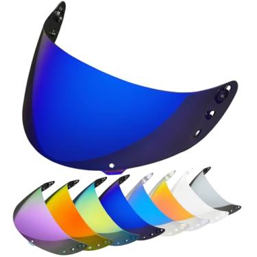 Imagem de Moontogo Capacete de motocicleta viseira Faceshield para ICON IC-04, Airframe Pro, Airmada, Airform Capacete Moto Para-brisa (Revo Deep Blue), tamanho universal