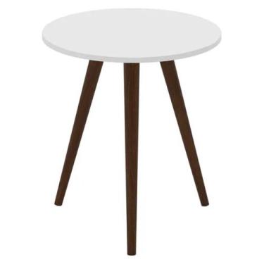Imagem de Mesa Lateral Retrô Redonda em MDP Movelbento, Branco