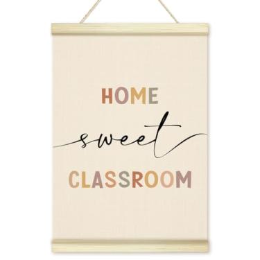 Imagem de Home Sweet Classroom Poster Hanger Frame, Boho Playroom Impressão de arte em tela de madeira, arte de parede positiva para sala de aula pré-escolar em casa 30,5 x 40,6 cm -17