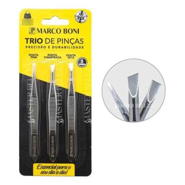 Imagem de Kit Com 3 Pinças Essenciais Inox Profissionais Marco Boni