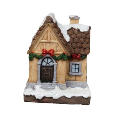Imagem de Bothyi Enfeite de casa de vila natalina em resina vintage enfeite de natal presente de aniversário paisagem arte artesanato estatueta de construção de casa