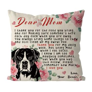Imagem de Tian Zhun Capas de almofada Boxer Mom Gifts 45,7 x 45,7 cm Best Boxer Mom Fronha Boxer Lover Gifts Farmhouse Fronha de almofada de sofá interno para decoração de sofá de casa