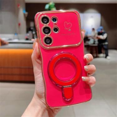 Imagem de YOGISU Suporte magnético em formato de coração para Samsung S25Ultra (para Samsung S25Ultra/RoseRed)