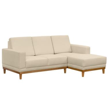Imagem de Sofá Living 200cm 3 Lugares Com Chaise Direito Kayrós D05 Suede Bege - Mpozenato