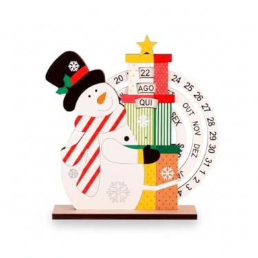 Imagem de Calendário Natalino Decorativo em Madeira homem de Neve de Mesa Contagem Regressiva