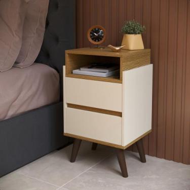 Imagem de Mesa de Cabeceira 2 gavetas Verona para quarto com pés retrô - Várias 