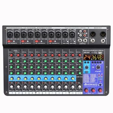 Imagem de mesa de som, vedo A12 12 canais digital/número profissional portátil com reverb bluetooth usb interface audio/áudio mixer