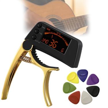Imagem de Afinador De Guitarra Com Capo 2 Em 1com Tela De Led E Palheta, AfinaçãO Precisa Usando O Sistema De Temperamento Igual De Doze Tons Para Guitarra, Baixo E AfinaçõEs Especiais