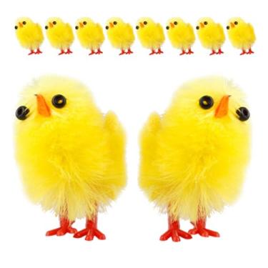 Imagem de Veemoon 10 peças de mini pintinhos de Páscoa fofos de pelúcia amarelo enfeite de pintinho fofo de 3 cm pintinhos fofos decoração de frango em miniatura para artesanato faça você mesmo decoração de