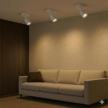 Imagem de Spot Sobrepor Direcionavel Branco + Lampada Led Dicroica 3000K Branco-Neutro Mr16