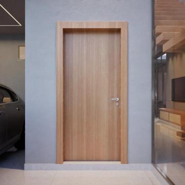 Imagem de Kit Porta Madeira Lisa e Fechadura 210x72cm Batente de MDF Ultra7,5 Cm