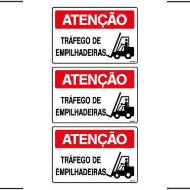 Imagem de Combo 3 Placas De Sinalização Atenção Tráfego De Empilhadeiras 30x20 E