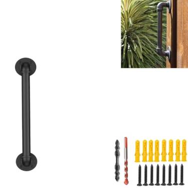 Imagem de Corrimão de parede, corrimão de escada industrial, corrimãos de tubo galvanizado de 1,25 polegadas de diâmetro para escadas internas com suporte de parede para escadas de varanda interna (preto fosco