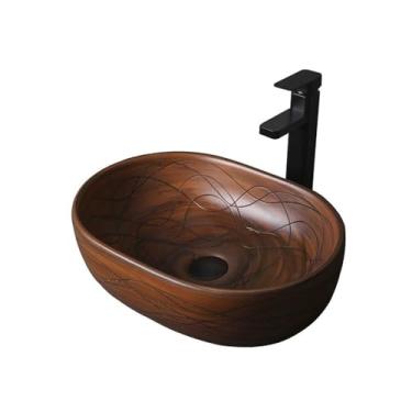 Imagem de Vessel Vanity Sink 47,5 * 35 * 13 cm Banheiro Pequeno Vaso Pia Acima do Balcão Porcelana Cerâmica Lavatório Lavatório Bancada Moderna