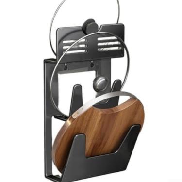 Imagem de Aluminium Wall Mounted Pot Lid Storage Rack - Space Saving Kitchen Organizer Lids 6-13 Inches, Sturdy Non-Perforated Metal Construction(02)