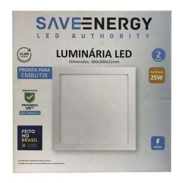 Imagem de Painel Plafon Led Embutir 29,5X29,5cm 25W 6.500K Branco Bivolt - Save 