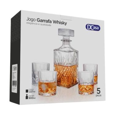 Imagem de Kit Licoreira Garrafa De Vidro Para Whisky + 4 Copos De Whisky Mini Ba