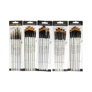 Imagem de Conjunto De 5 Pincéis De Pintura Acrílica Profissionais Com Ponta Fina