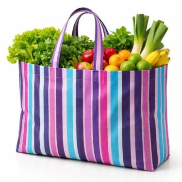 Imagem de Sacola de Feira Nylon Grande COLORIDO - 45cm x 35cm x 22cm Com alça de
